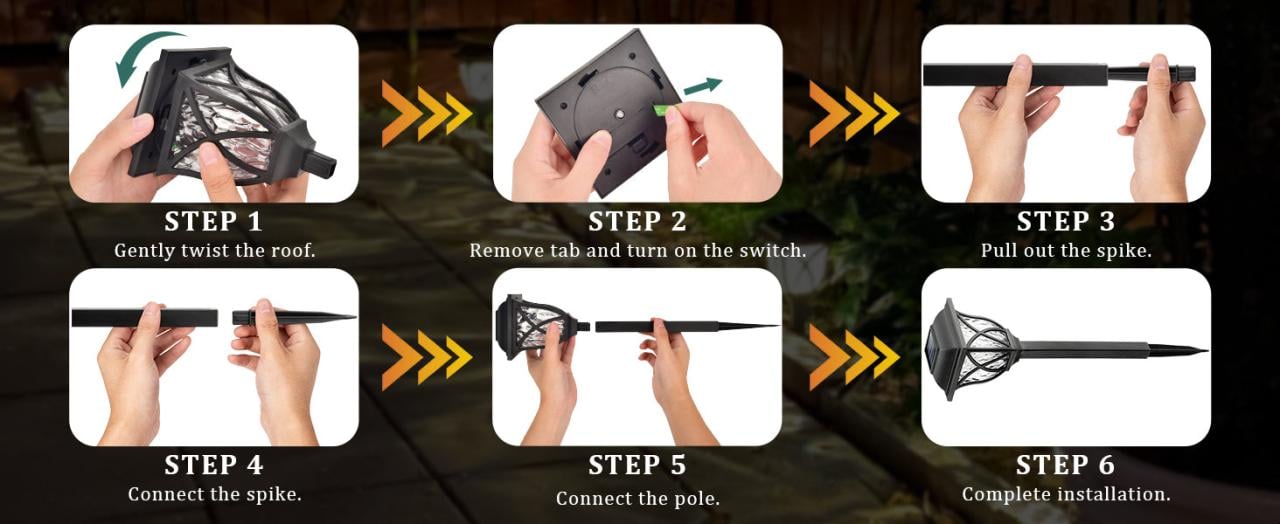 6 Pack Led Solar Pathway Garden Lights Outdoor