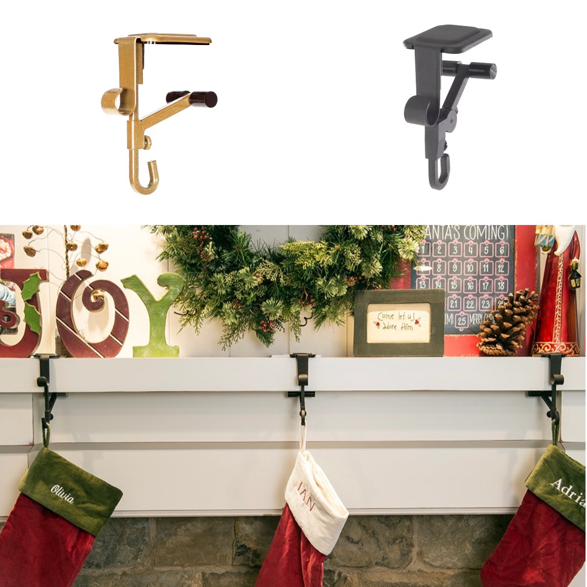 2024 Heavy Duty 2-In-1 Garland And Stocking Hangers