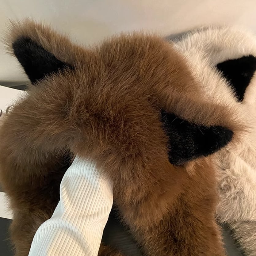 Thickened Anti Cold Plush Fox Ear Hat Scarf