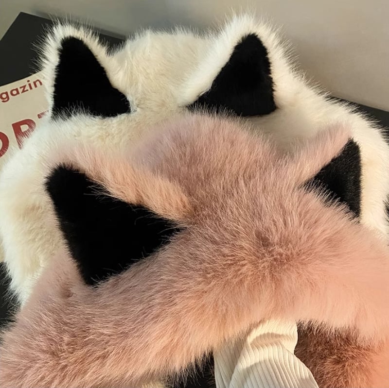 Thickened Anti Cold Plush Fox Ear Hat Scarf