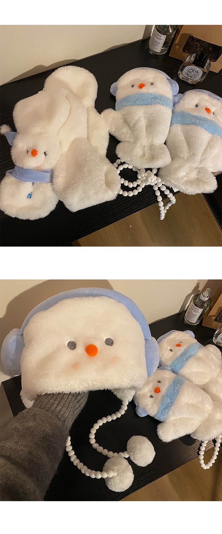 Cute Snowman Hat, Gloves, And Scarf Set Cute Snowman Hat, Gloves, And Scarf Set