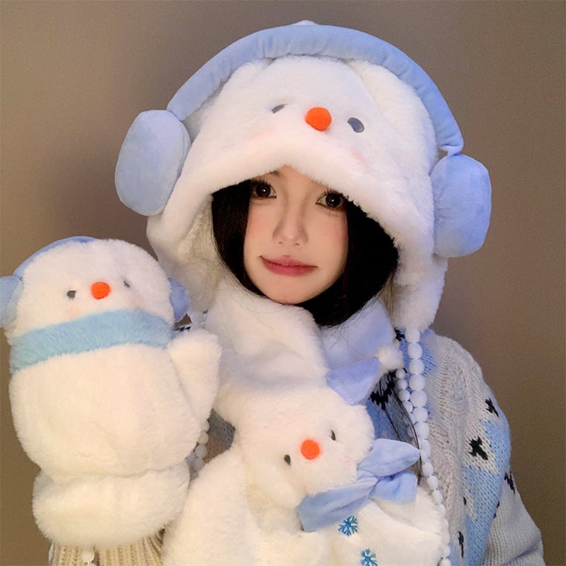 Cute Snowman Hat, Gloves, And Scarf Set Cute Snowman Hat, Gloves, And Scarf Set