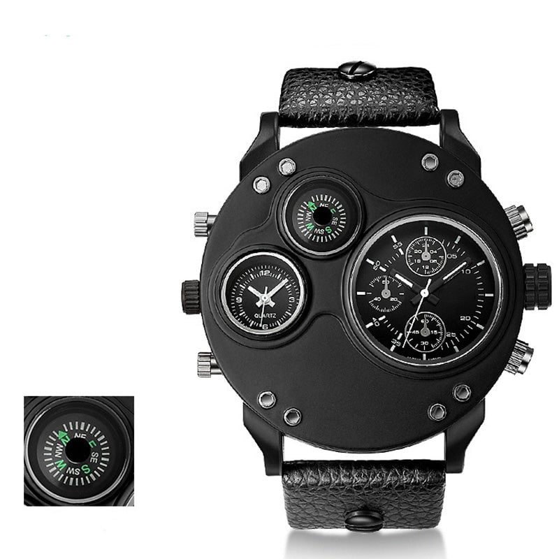 Men's Dual Time Zone Analog Watch with Compass Men's Dual Time Zone Analog Watch with Compass