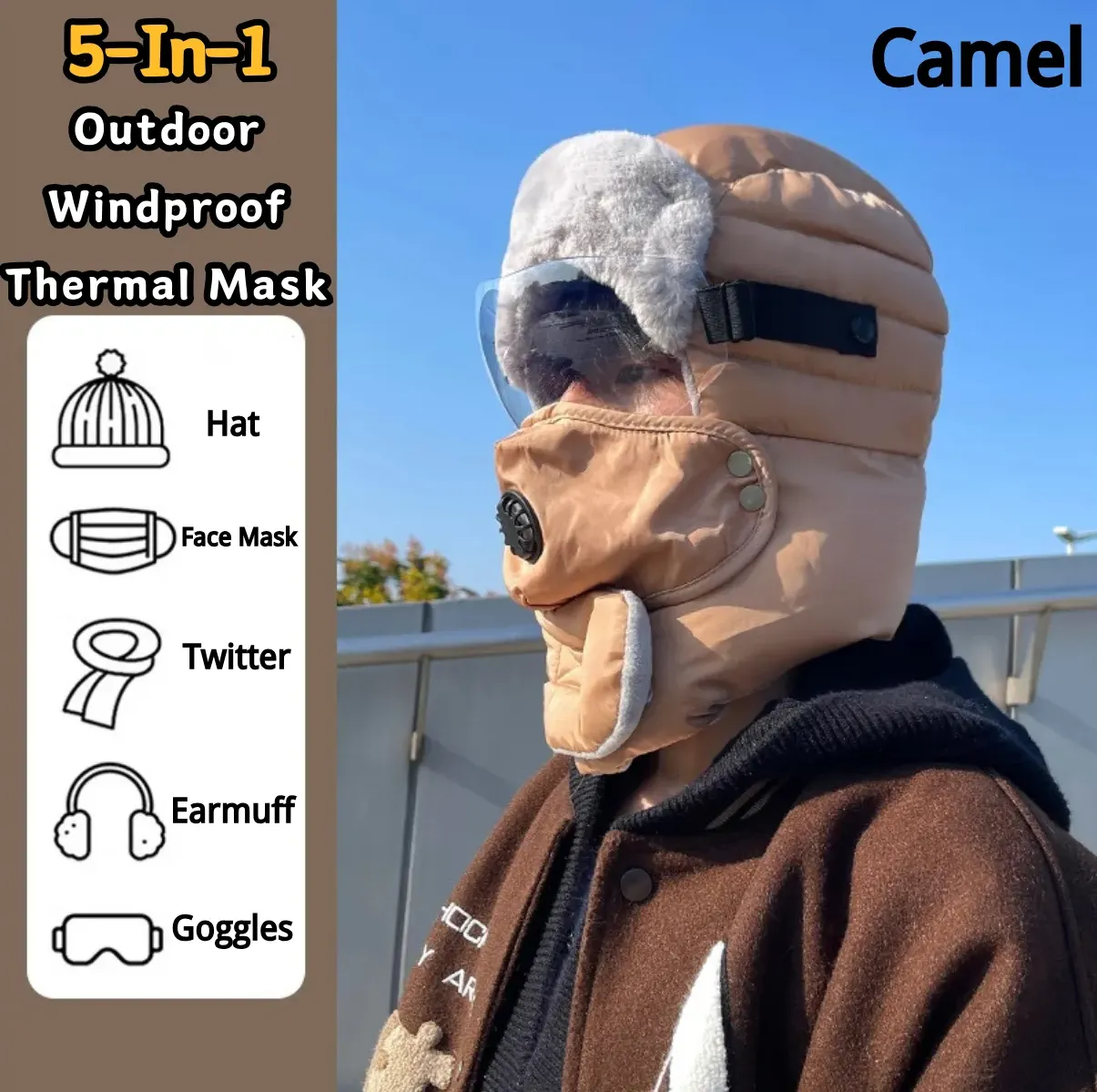 5-In-1 Unisex Outdoor Windproof Thermal Hunter Hat