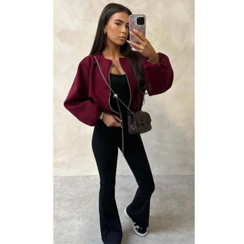 Women's Casual Zip Up Crop Jacket