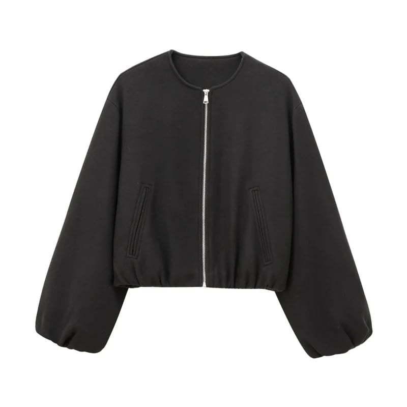 Women's Casual Zip Up Crop Jacket