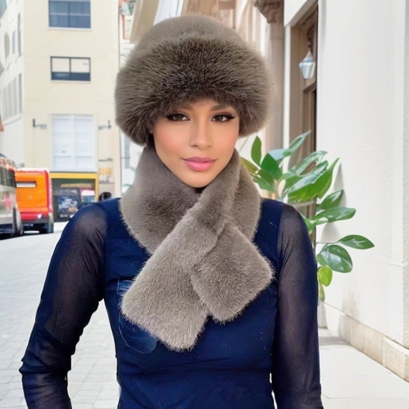 Winter Plush Thickened Scarf and Hat Warm Set