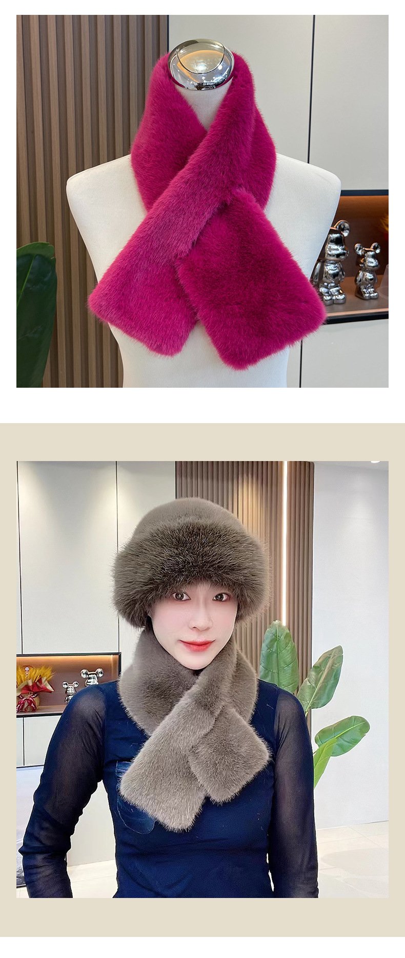 Winter Plush Thickened Scarf and Hat Warm Set