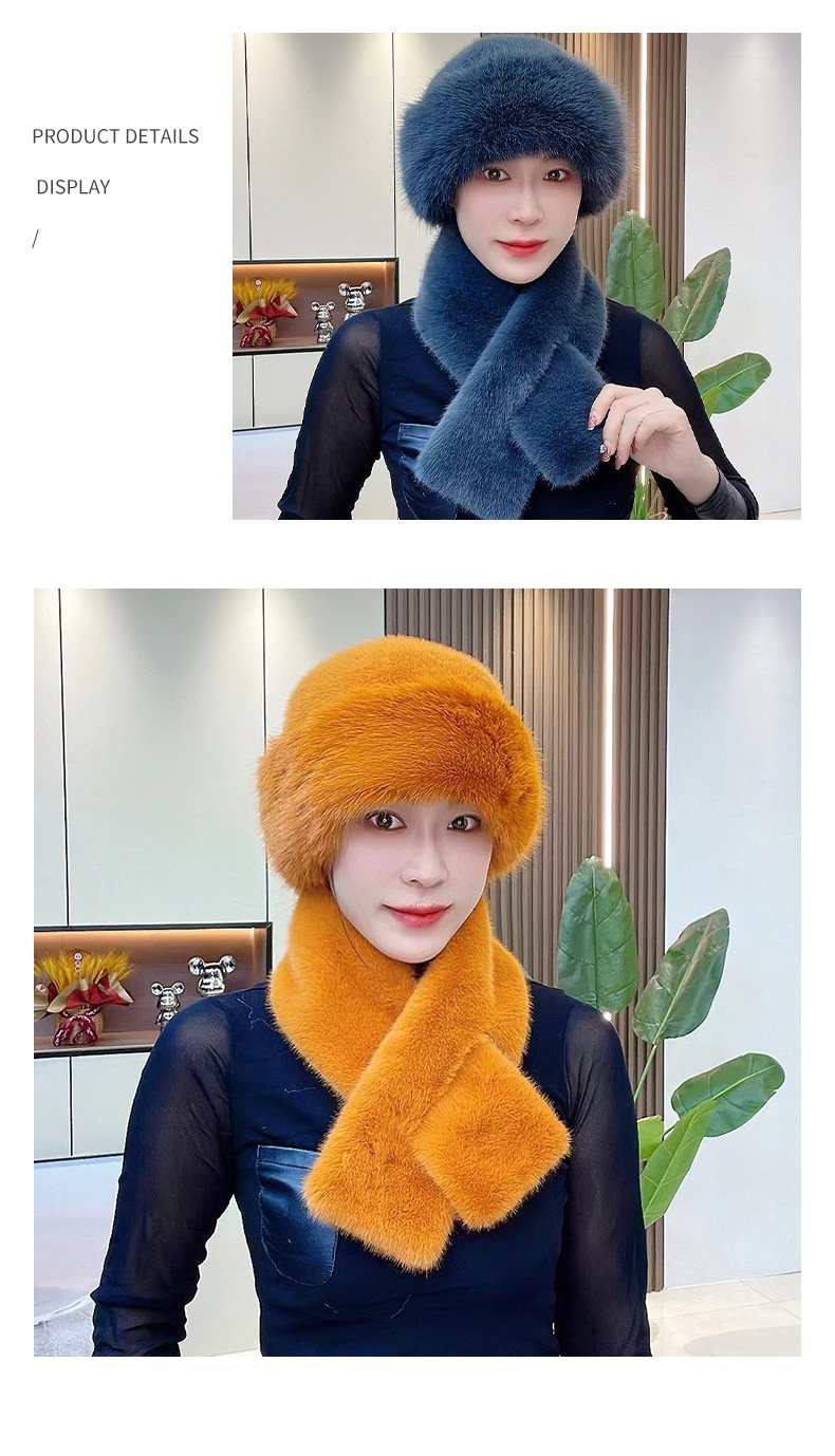 Winter Plush Thickened Scarf and Hat Warm Set
